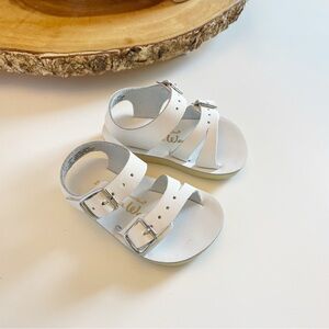 Salt Water Sun-San Sea Wee White Leather Sandals | Baby Size 2